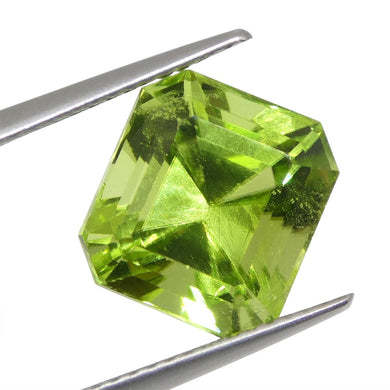 6.64ct Octagonal/Emerald Cut Yellowish Green Peridot GIA Certified - Skyjems Wholesale Gemstones
