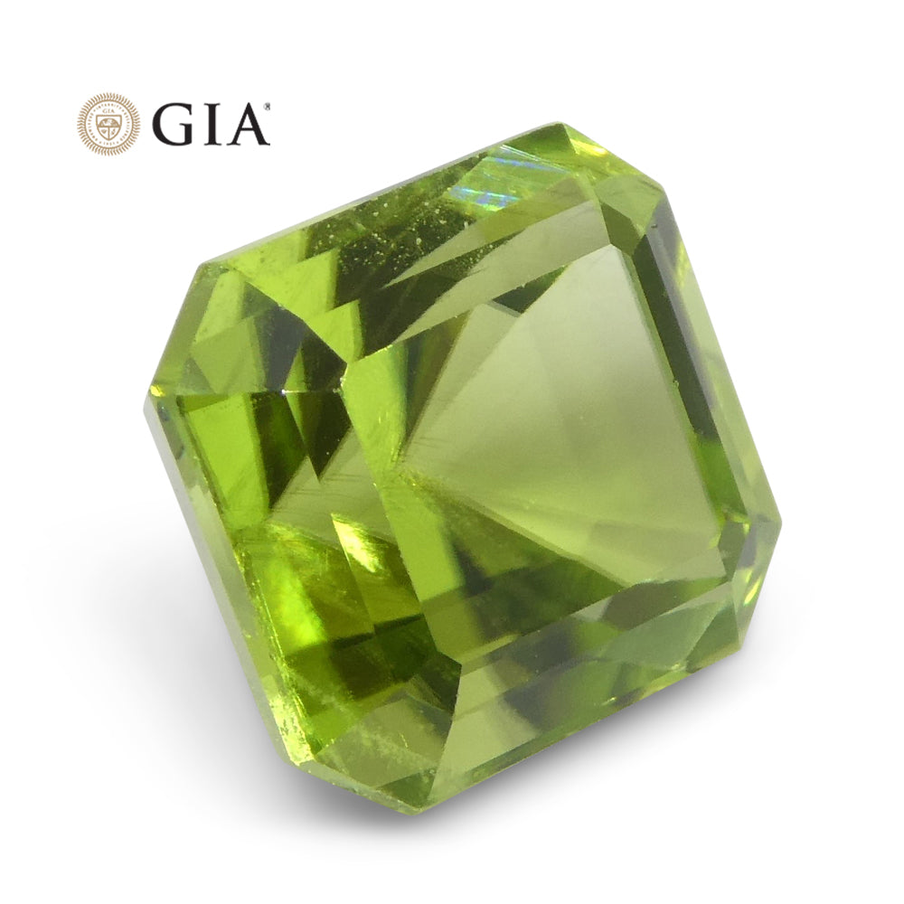 6.64ct Octagonal/Emerald Cut Yellowish Green Peridot GIA Certified - Skyjems Wholesale Gemstones