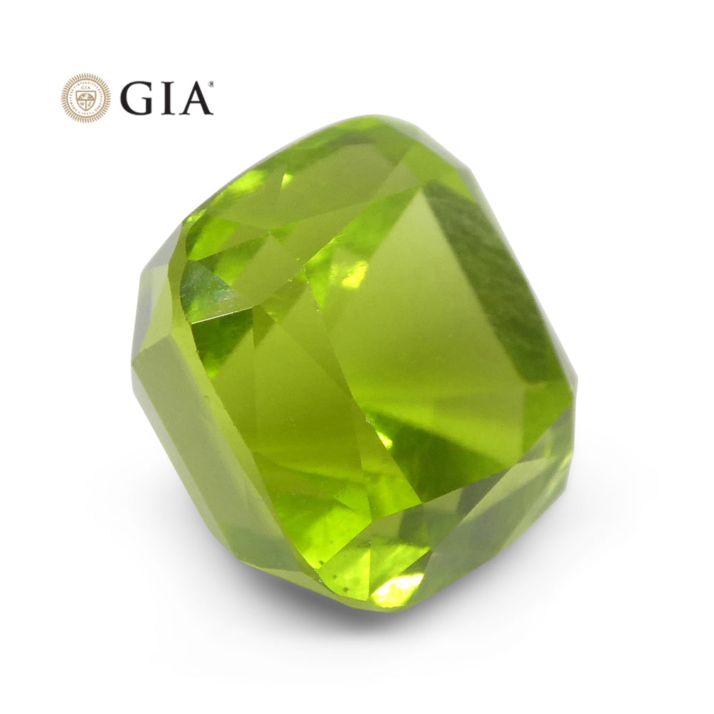 10.5ct Cushion Yellowish Green Peridot GIA Certified - Skyjems Wholesale Gemstones