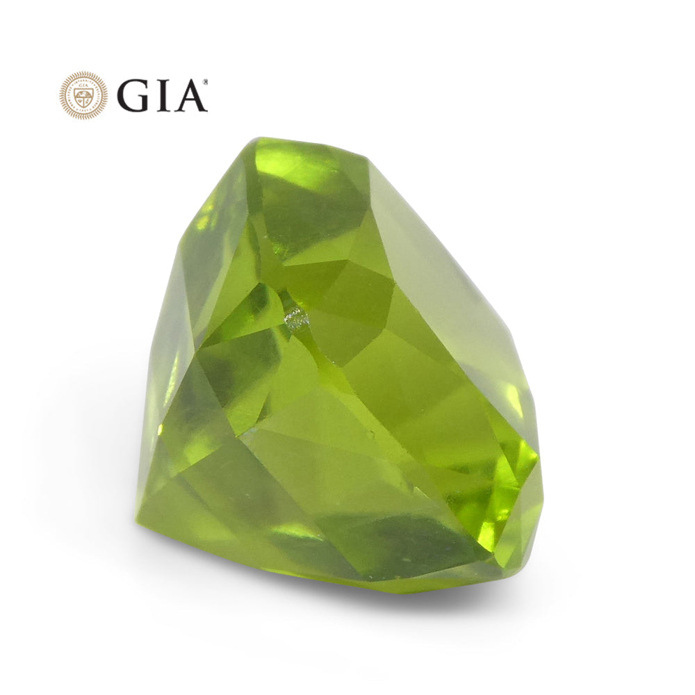 10.5ct Cushion Yellowish Green Peridot GIA Certified - Skyjems Wholesale Gemstones