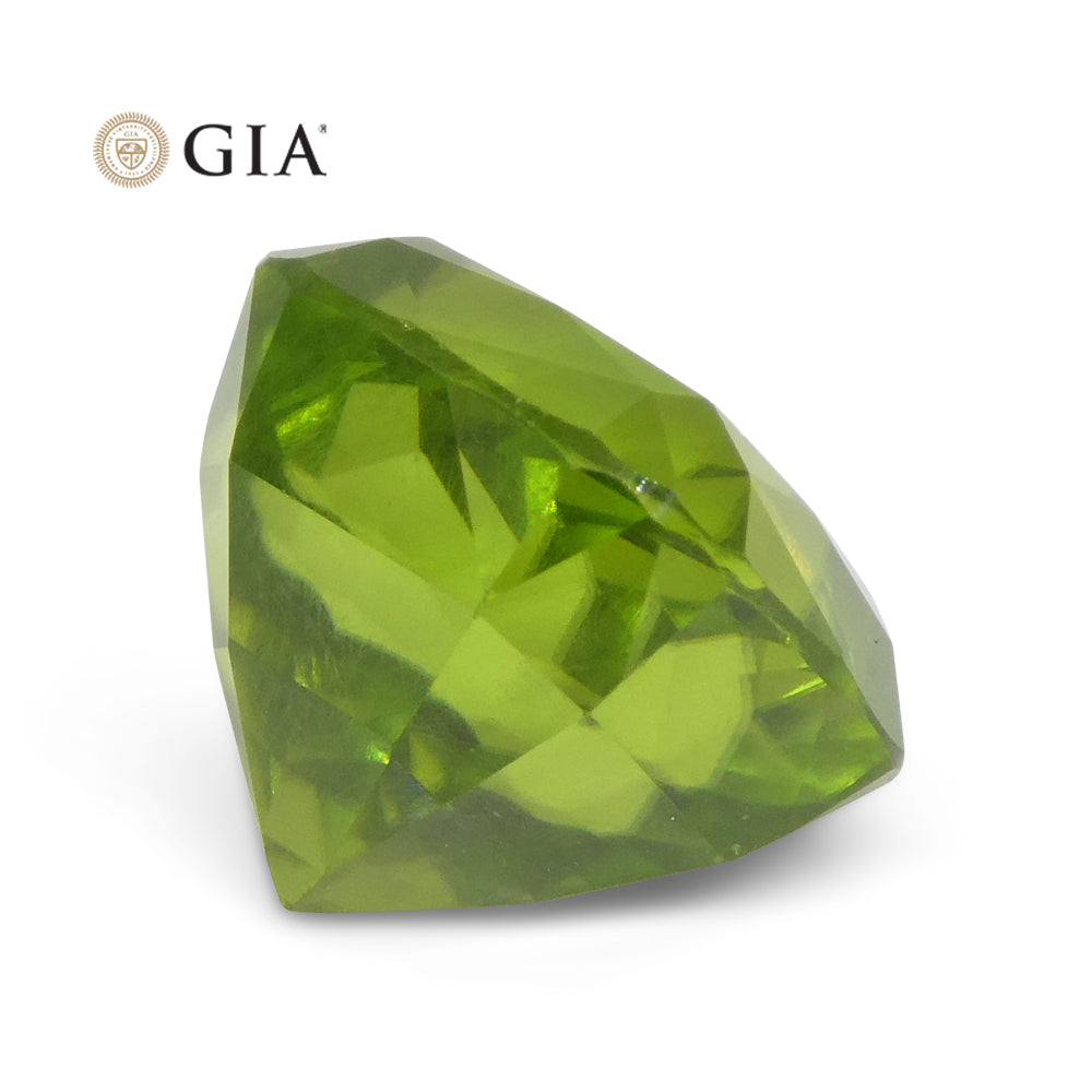 10.5ct Cushion Yellowish Green Peridot GIA Certified - Skyjems Wholesale Gemstones