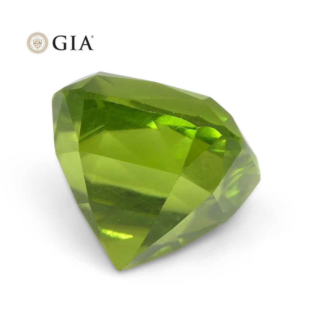 10.5ct Cushion Yellowish Green Peridot GIA Certified - Skyjems Wholesale Gemstones