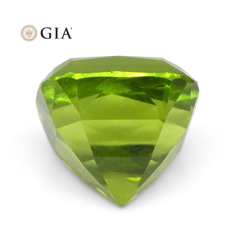 10.5ct Cushion Yellowish Green Peridot GIA Certified - Skyjems Wholesale Gemstones