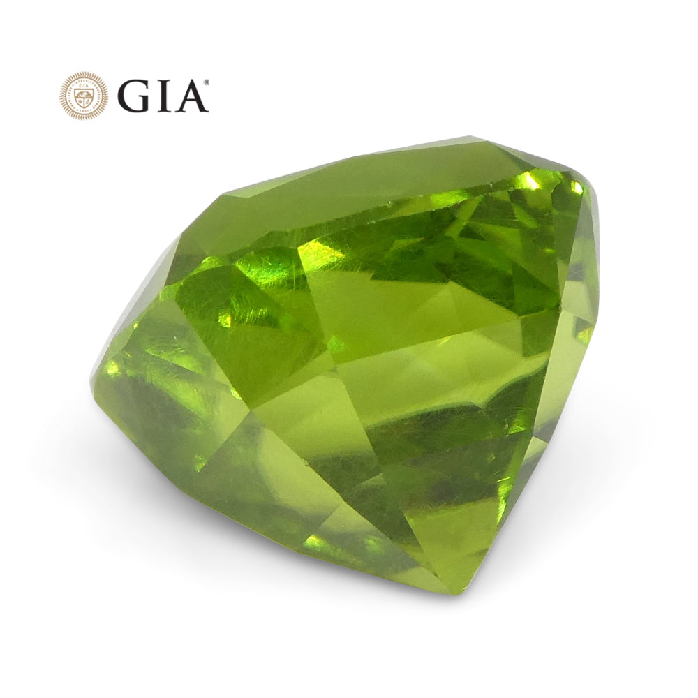 10.5ct Cushion Yellowish Green Peridot GIA Certified - Skyjems Wholesale Gemstones