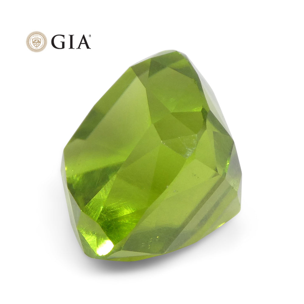 10.5ct Cushion Yellowish Green Peridot GIA Certified - Skyjems Wholesale Gemstones