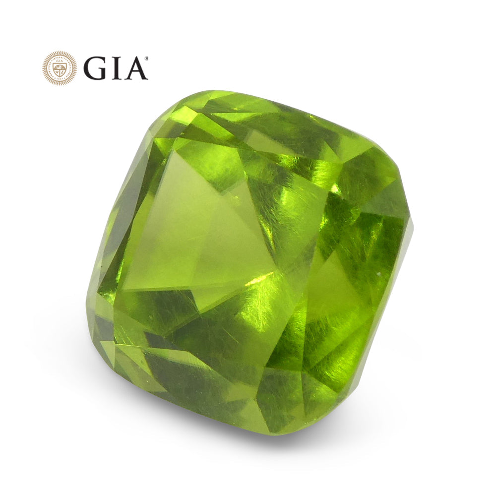 10.5ct Cushion Yellowish Green Peridot GIA Certified - Skyjems Wholesale Gemstones