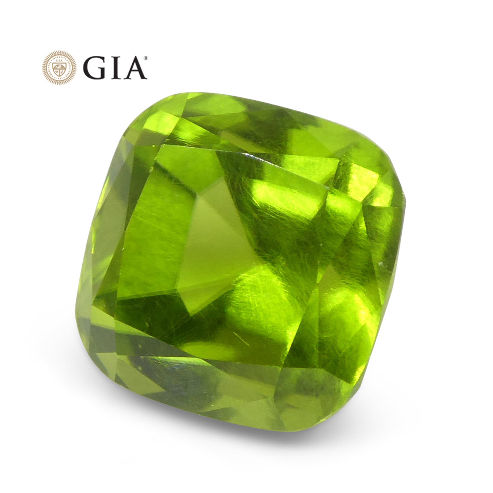 10.5ct Cushion Yellowish Green Peridot GIA Certified - Skyjems Wholesale Gemstones