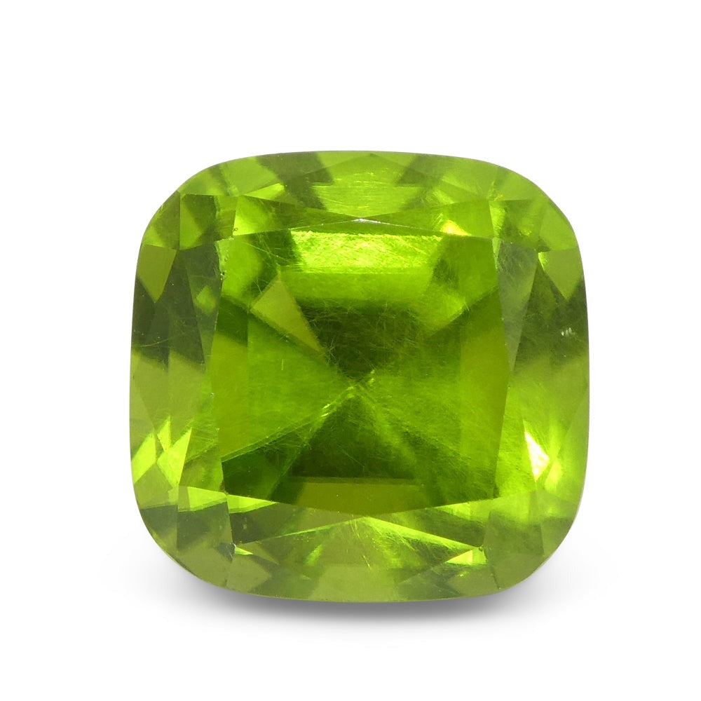 10.5ct Cushion Yellowish Green Peridot GIA Certified - Skyjems Wholesale Gemstones