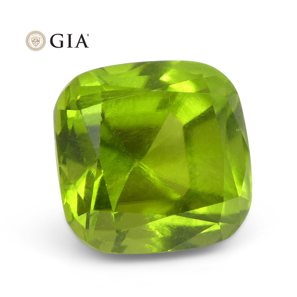 10.5ct Cushion Yellowish Green Peridot GIA Certified - Skyjems Wholesale Gemstones