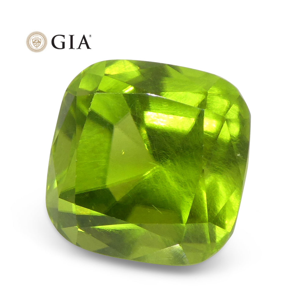 10.5ct Cushion Yellowish Green Peridot GIA Certified - Skyjems Wholesale Gemstones