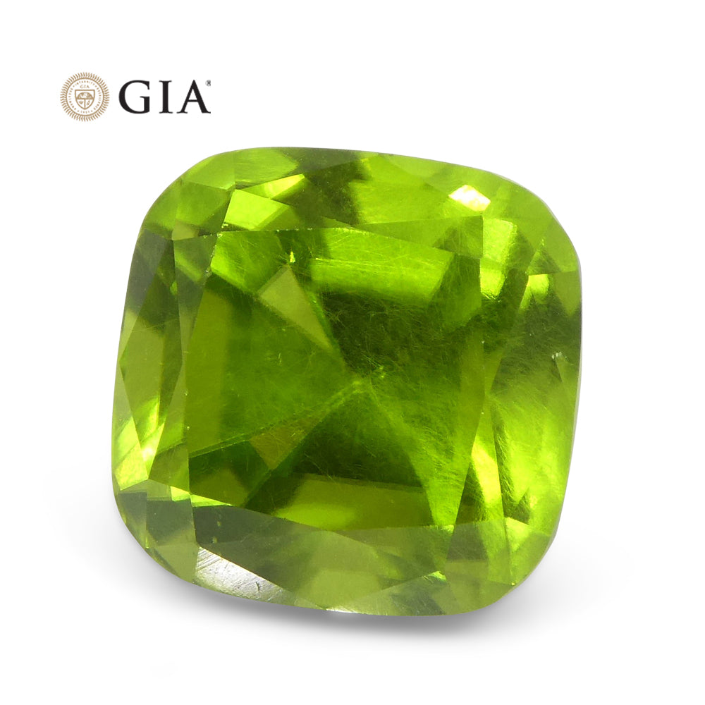 10.5ct Cushion Yellowish Green Peridot GIA Certified - Skyjems Wholesale Gemstones