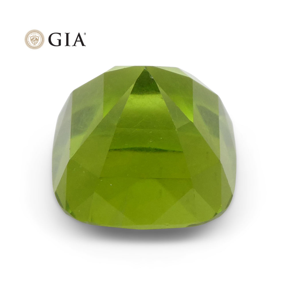 10.5ct Cushion Yellowish Green Peridot GIA Certified - Skyjems Wholesale Gemstones