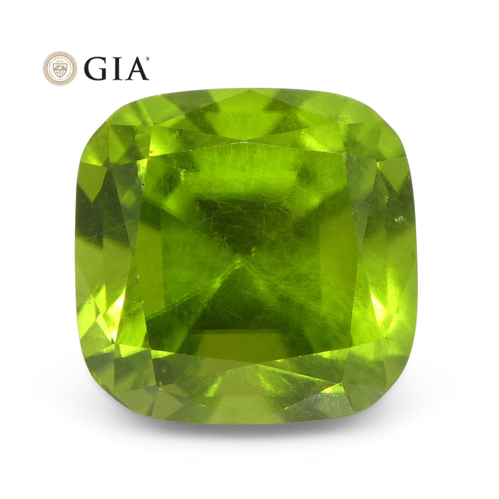 10.5ct Cushion Yellowish Green Peridot GIA Certified - Skyjems Wholesale Gemstones