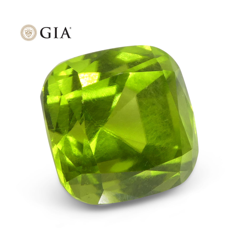 10.5ct Cushion Yellowish Green Peridot GIA Certified - Skyjems Wholesale Gemstones