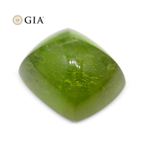 69.06ct Cushion Sugarloaf Cabochon Yellowish Green Peridot GIA Certified - Skyjems Wholesale Gemstones