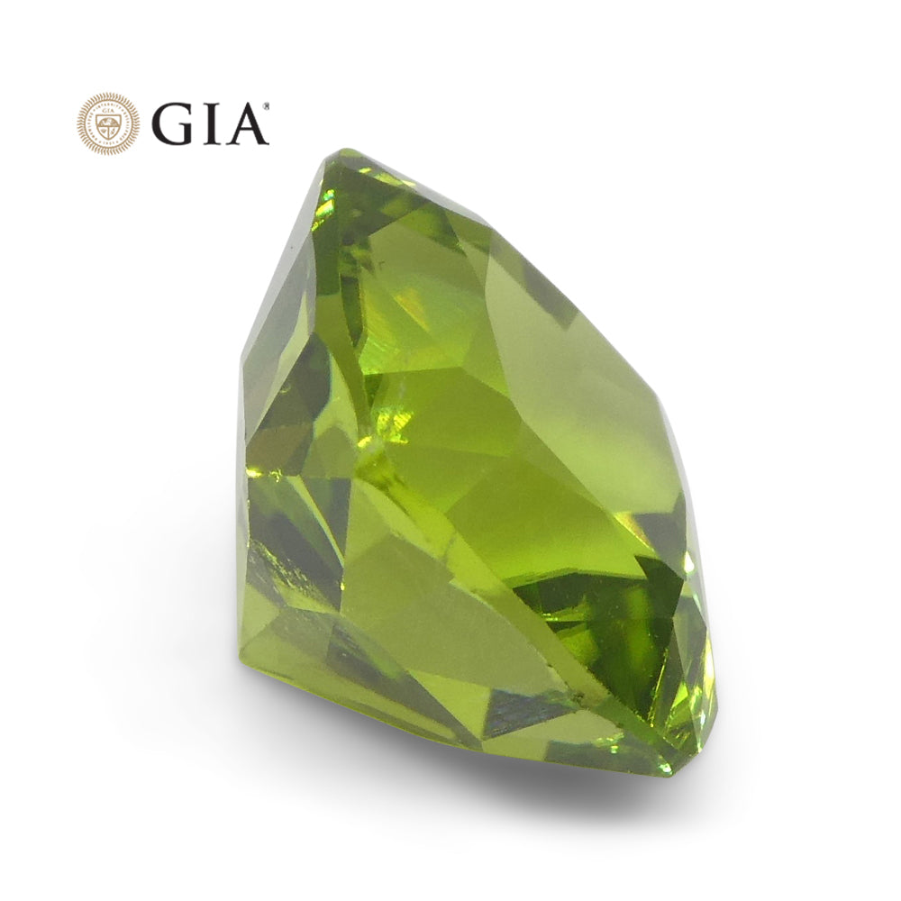 6.88ct Cushion Yellowish Green Peridot GIA Certified - Skyjems Wholesale Gemstones