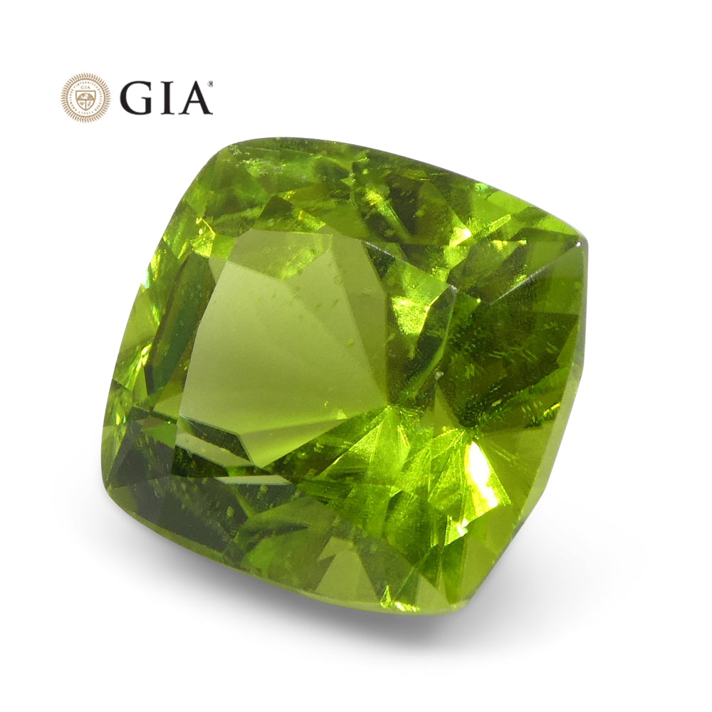 6.88ct Cushion Yellowish Green Peridot GIA Certified - Skyjems Wholesale Gemstones