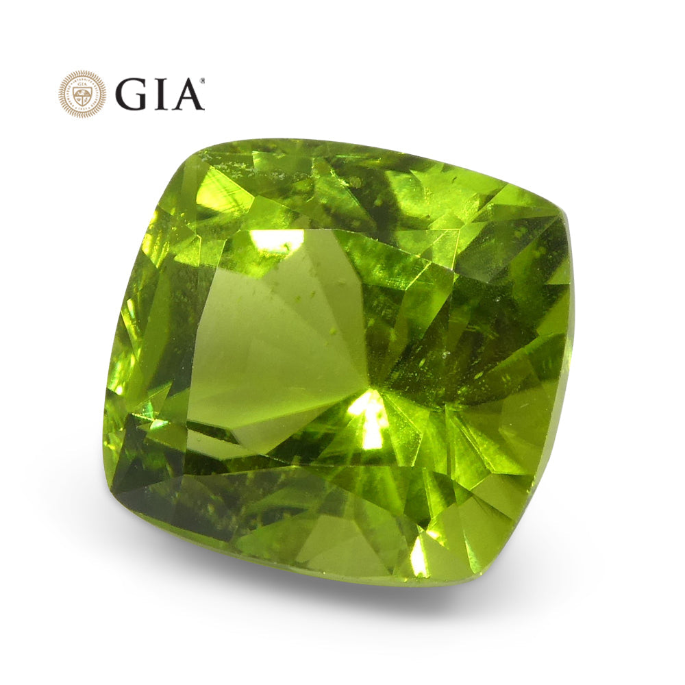 6.88ct Cushion Yellowish Green Peridot GIA Certified - Skyjems Wholesale Gemstones