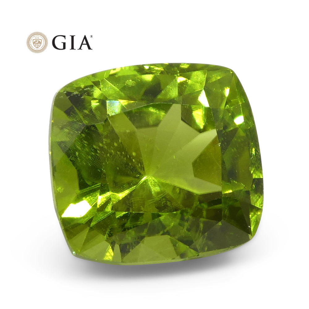 6.88ct Cushion Yellowish Green Peridot GIA Certified - Skyjems Wholesale Gemstones