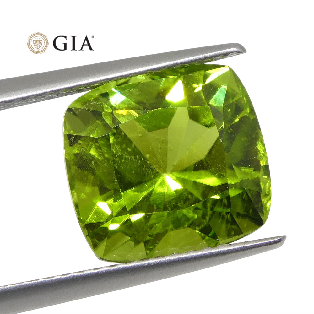 6.88ct Cushion Yellowish Green Peridot GIA Certified - Skyjems Wholesale Gemstones