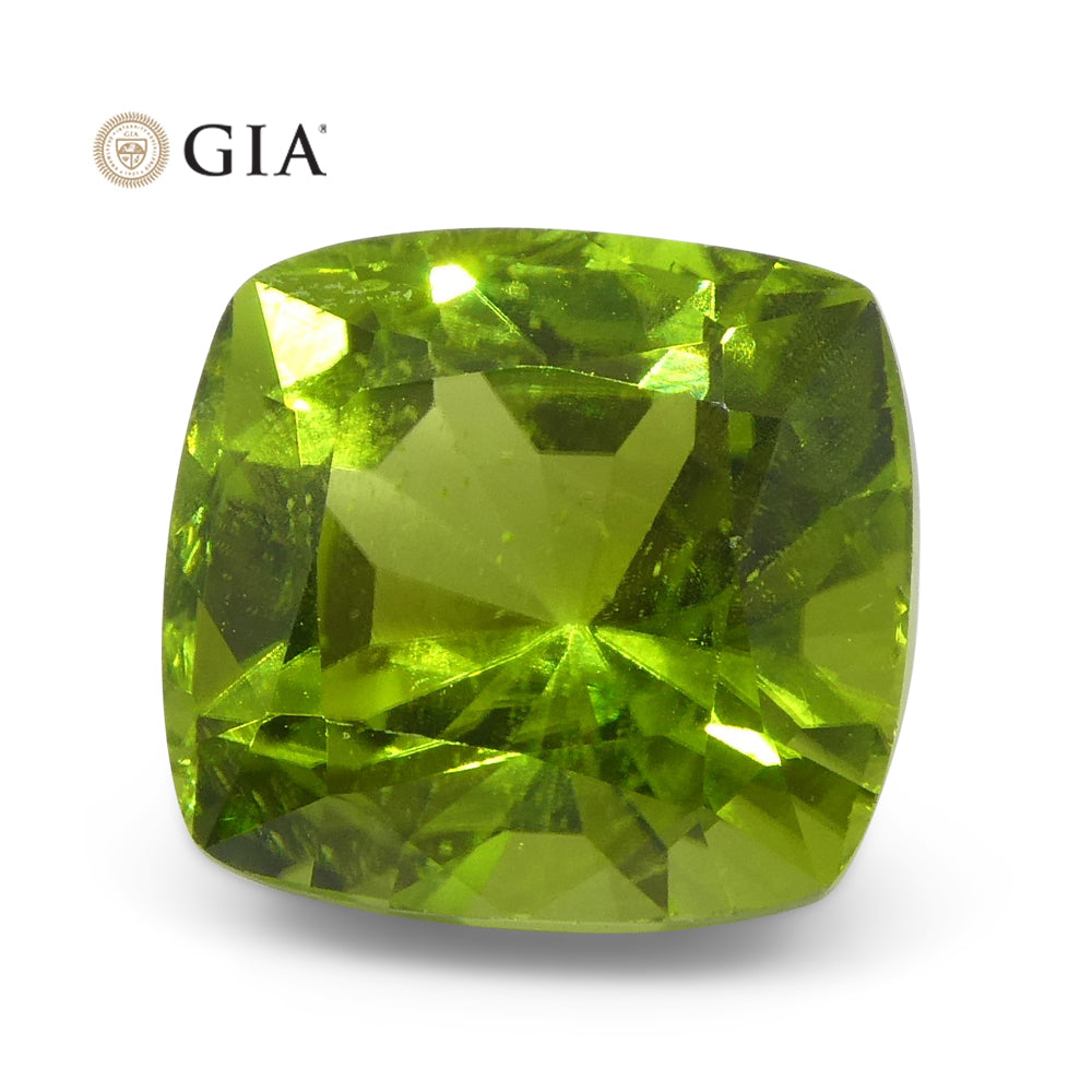 6.88ct Cushion Yellowish Green Peridot GIA Certified - Skyjems Wholesale Gemstones