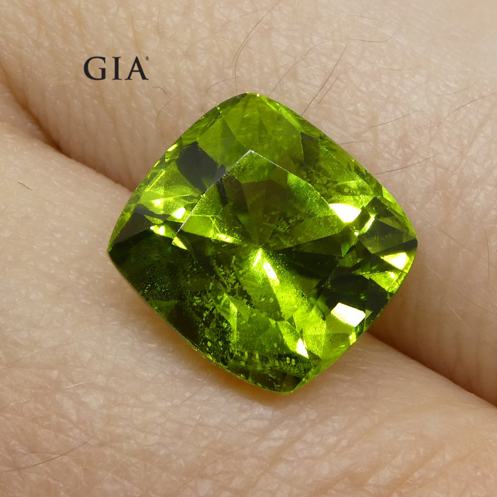 6.88ct Cushion Yellowish Green Peridot GIA Certified - Skyjems Wholesale Gemstones