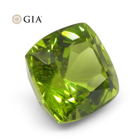6.88ct Cushion Yellowish Green Peridot GIA Certified