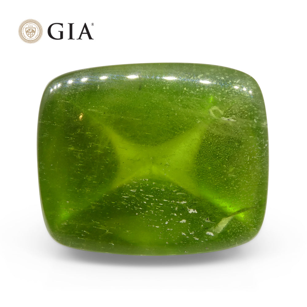 47.7ct Cushion Sugarloaf Cabochon Yellowish Green Peridot GIA Certified - Skyjems Wholesale Gemstones