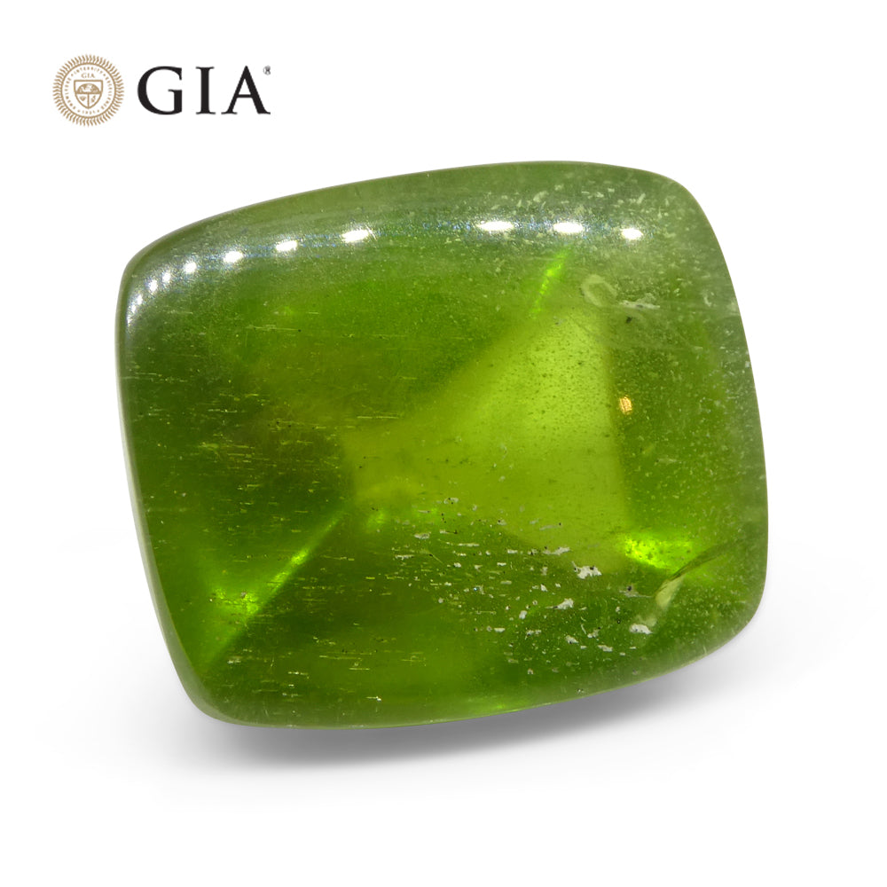 47.7ct Cushion Sugarloaf Cabochon Yellowish Green Peridot GIA Certified - Skyjems Wholesale Gemstones