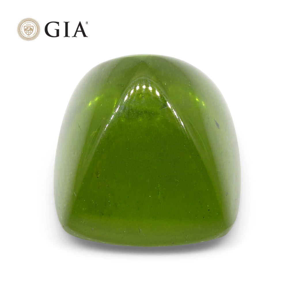 47.7ct Cushion Sugarloaf Cabochon Yellowish Green Peridot GIA Certified - Skyjems Wholesale Gemstones