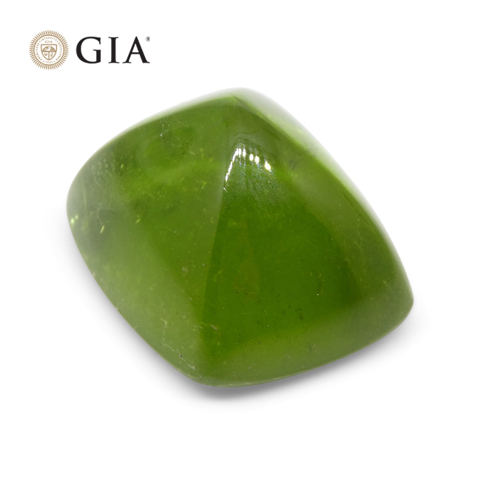 47.7ct Cushion Sugarloaf Cabochon Yellowish Green Peridot GIA Certified - Skyjems Wholesale Gemstones