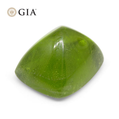 47.7ct Cushion Sugarloaf Cabochon Yellowish Green Peridot GIA Certified - Skyjems Wholesale Gemstones