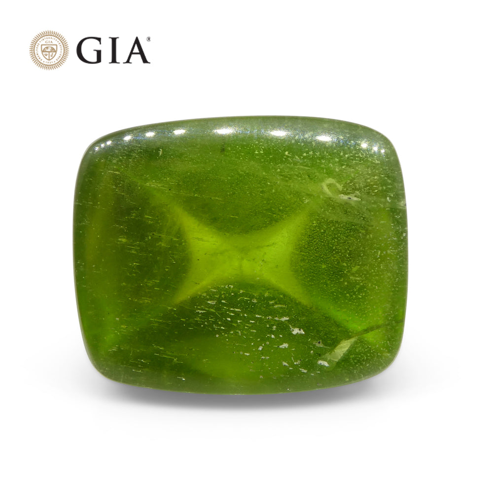 47.7ct Cushion Sugarloaf Cabochon Yellowish Green Peridot GIA Certified - Skyjems Wholesale Gemstones