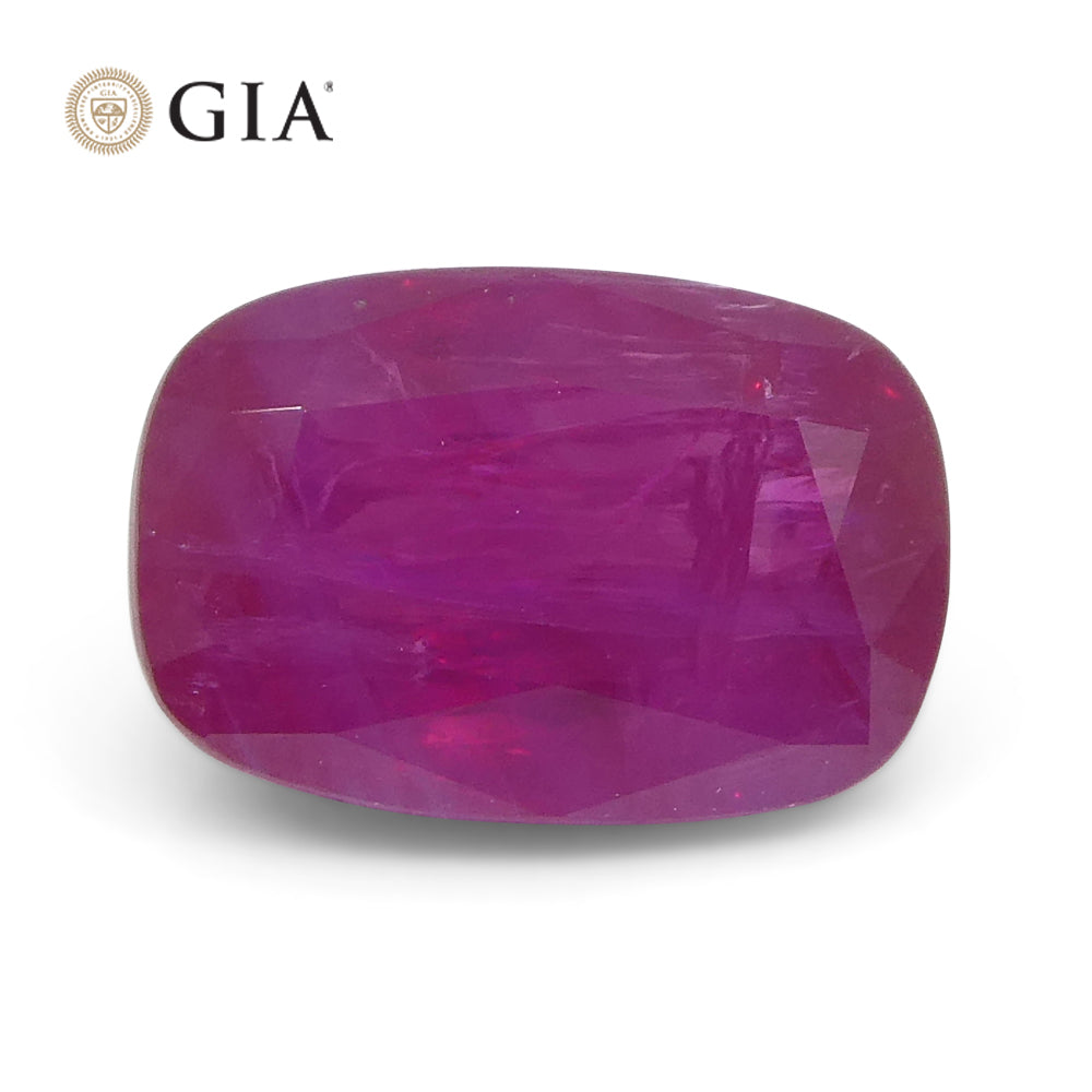 1.86ct Cushion Purplish Red Ruby GIA Certified Vietnam Unheated - Skyjems Wholesale Gemstones
