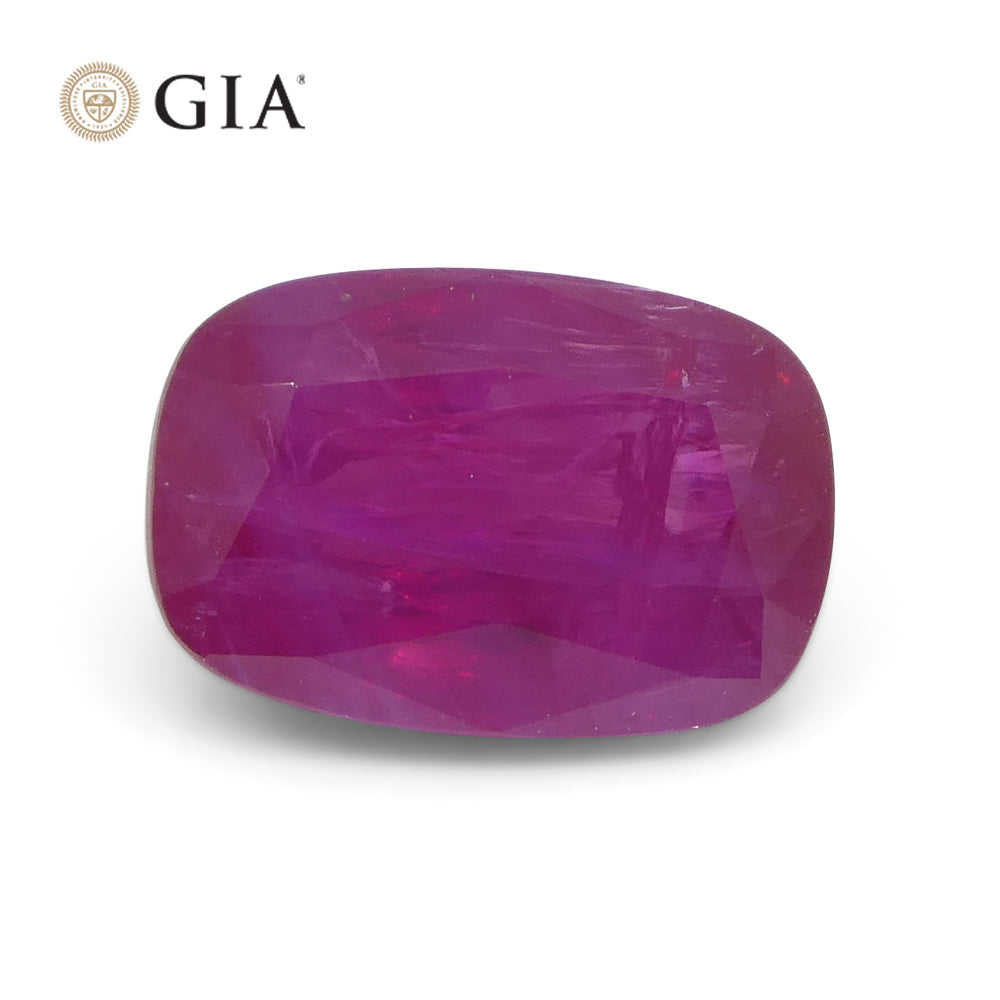 1.86ct Cushion Purplish Red Ruby GIA Certified Vietnam Unheated - Skyjems Wholesale Gemstones