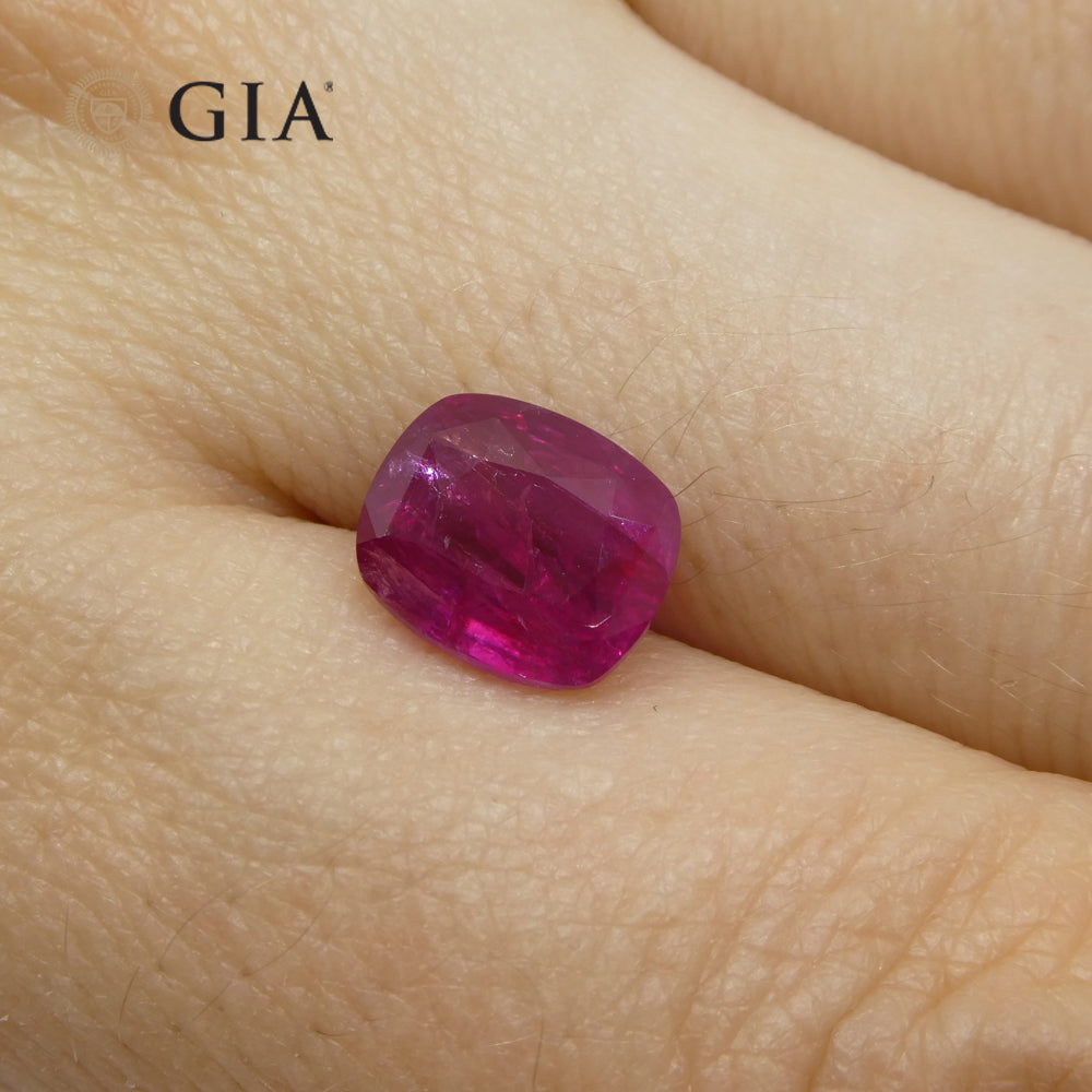 3.01ct Cushion Red Ruby GIA Certified Afghanistan Unheated - Skyjems Wholesale Gemstones