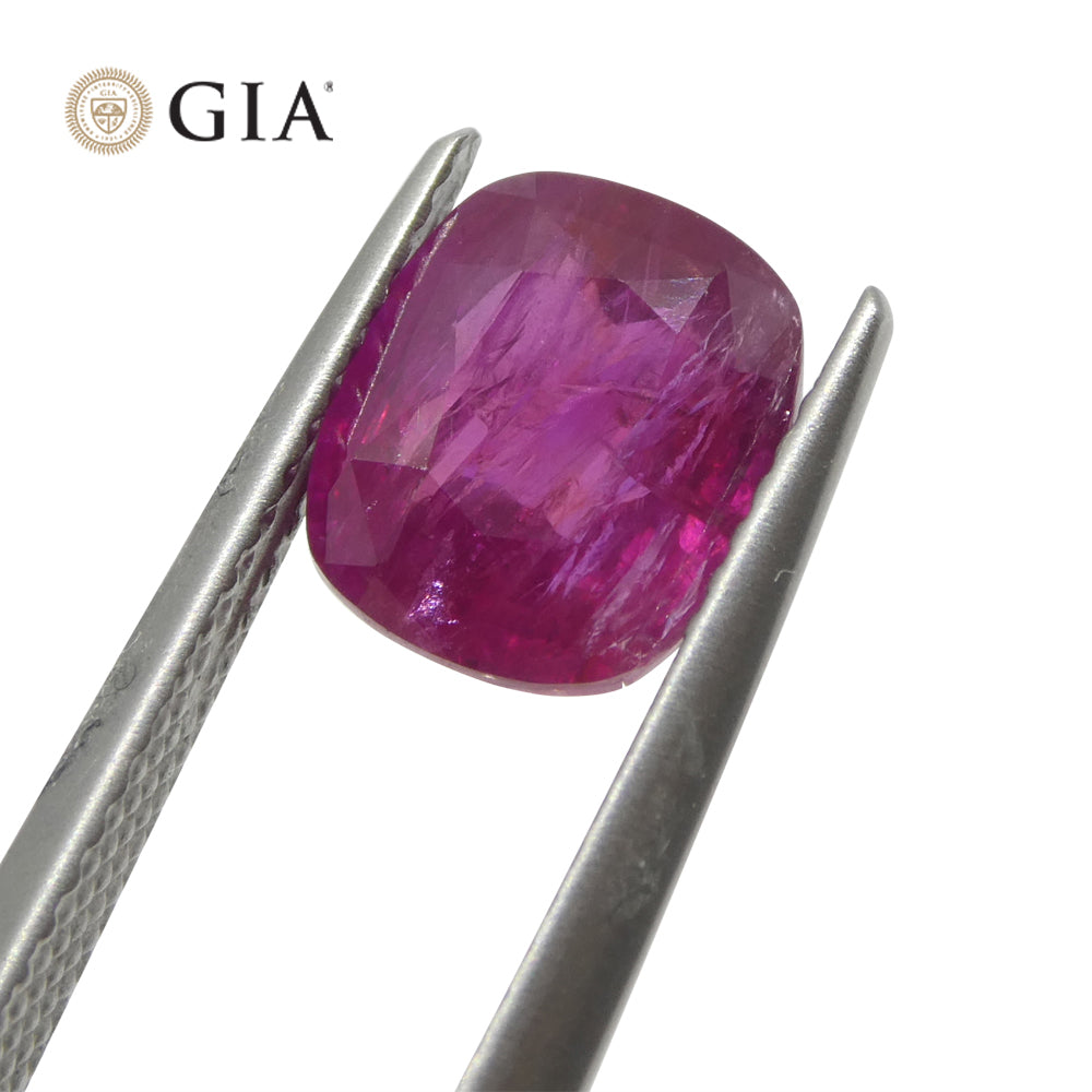 3.01ct Cushion Red Ruby GIA Certified Afghanistan Unheated - Skyjems Wholesale Gemstones