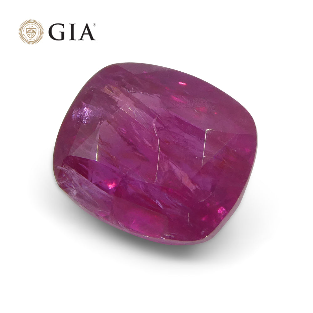 3.01ct Cushion Red Ruby GIA Certified Afghanistan Unheated - Skyjems Wholesale Gemstones