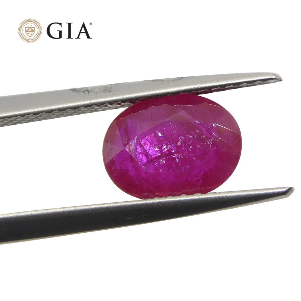 1.96ct Oval Purplish Red Ruby GIA Certified Mozambique - Skyjems Wholesale Gemstones