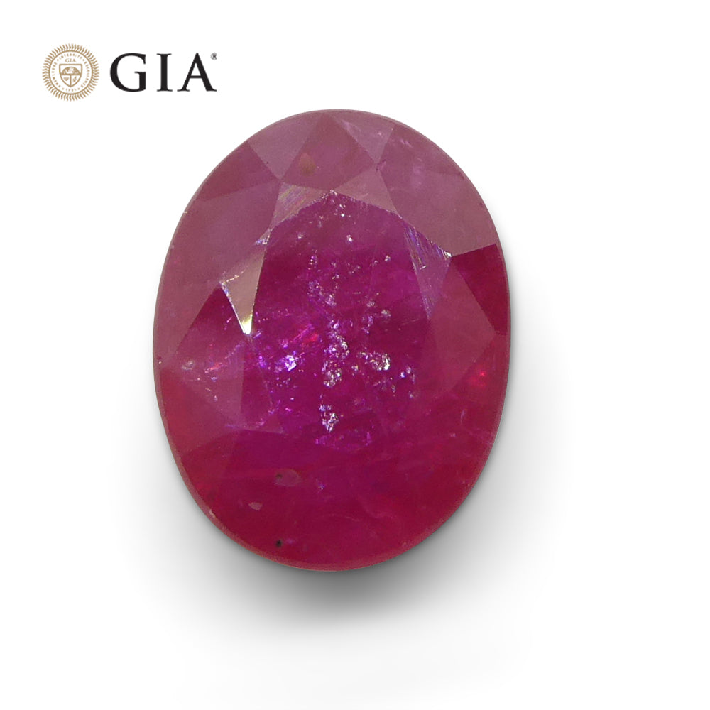 1.96ct Oval Purplish Red Ruby GIA Certified Mozambique - Skyjems Wholesale Gemstones