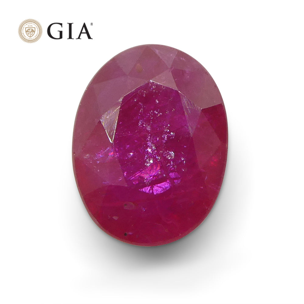 1.96ct Oval Purplish Red Ruby GIA Certified Mozambique - Skyjems Wholesale Gemstones