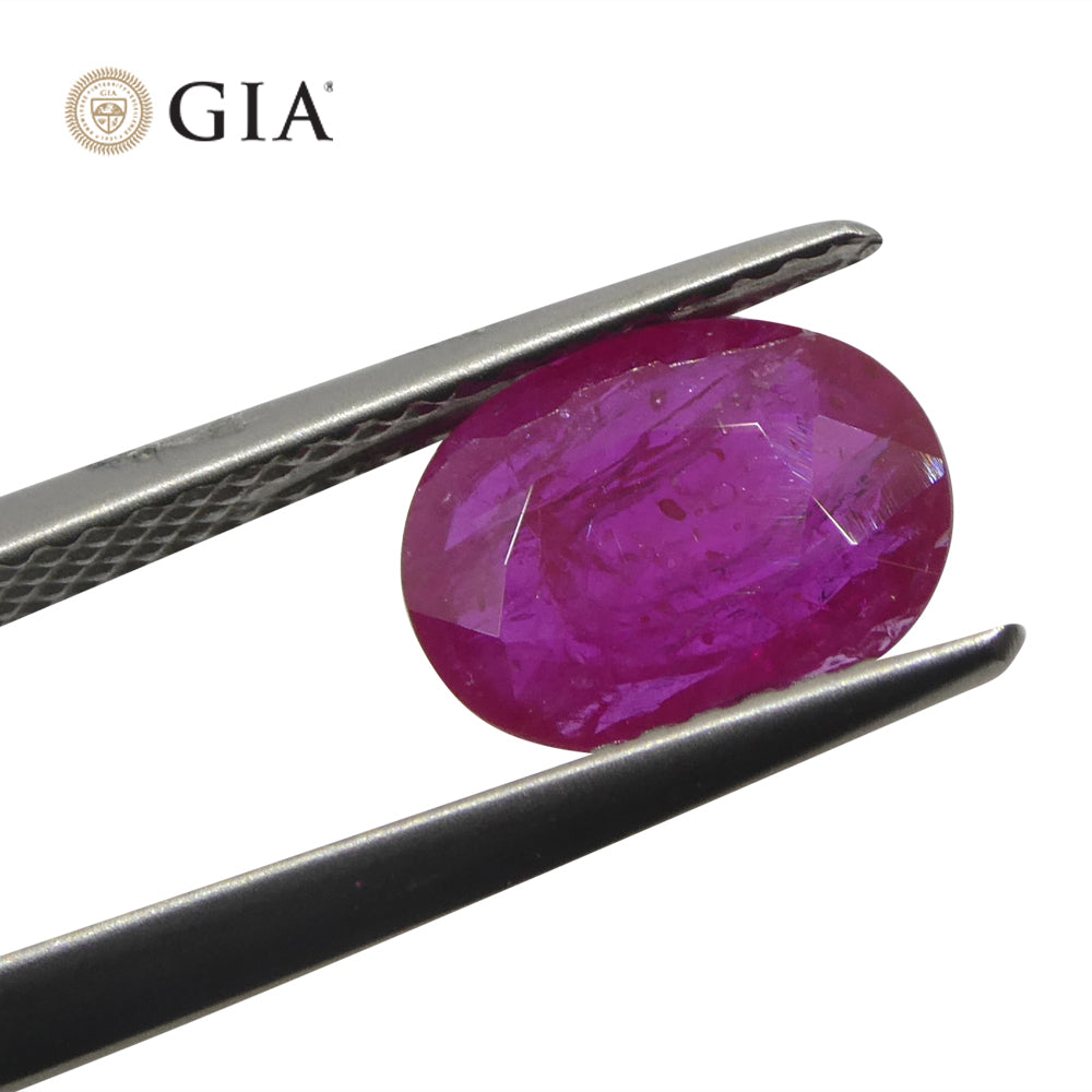 1.85ct Oval Purplish Red Ruby GIA Certified Mozambique - Skyjems Wholesale Gemstones