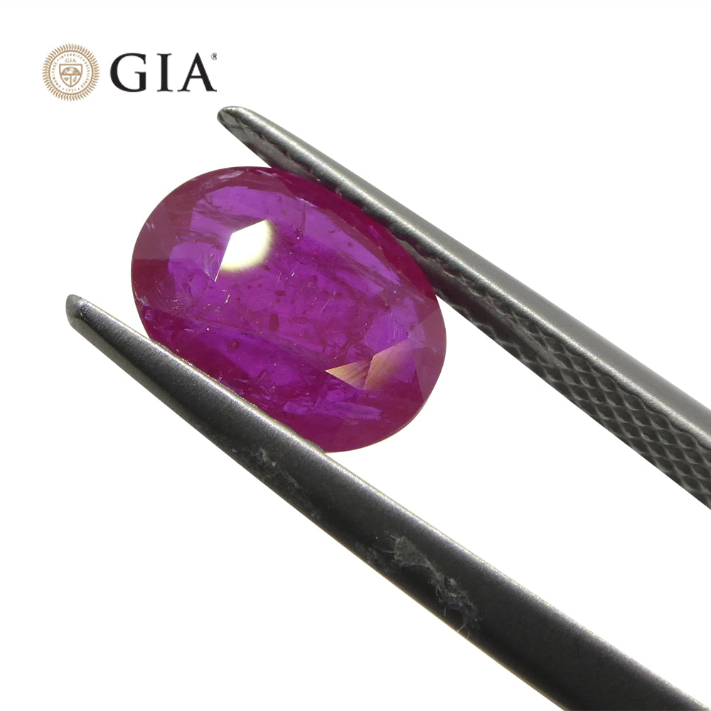 1.85ct Oval Purplish Red Ruby GIA Certified Mozambique - Skyjems Wholesale Gemstones