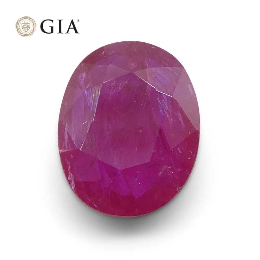 1.85ct Oval Purplish Red Ruby GIA Certified Mozambique - Skyjems Wholesale Gemstones