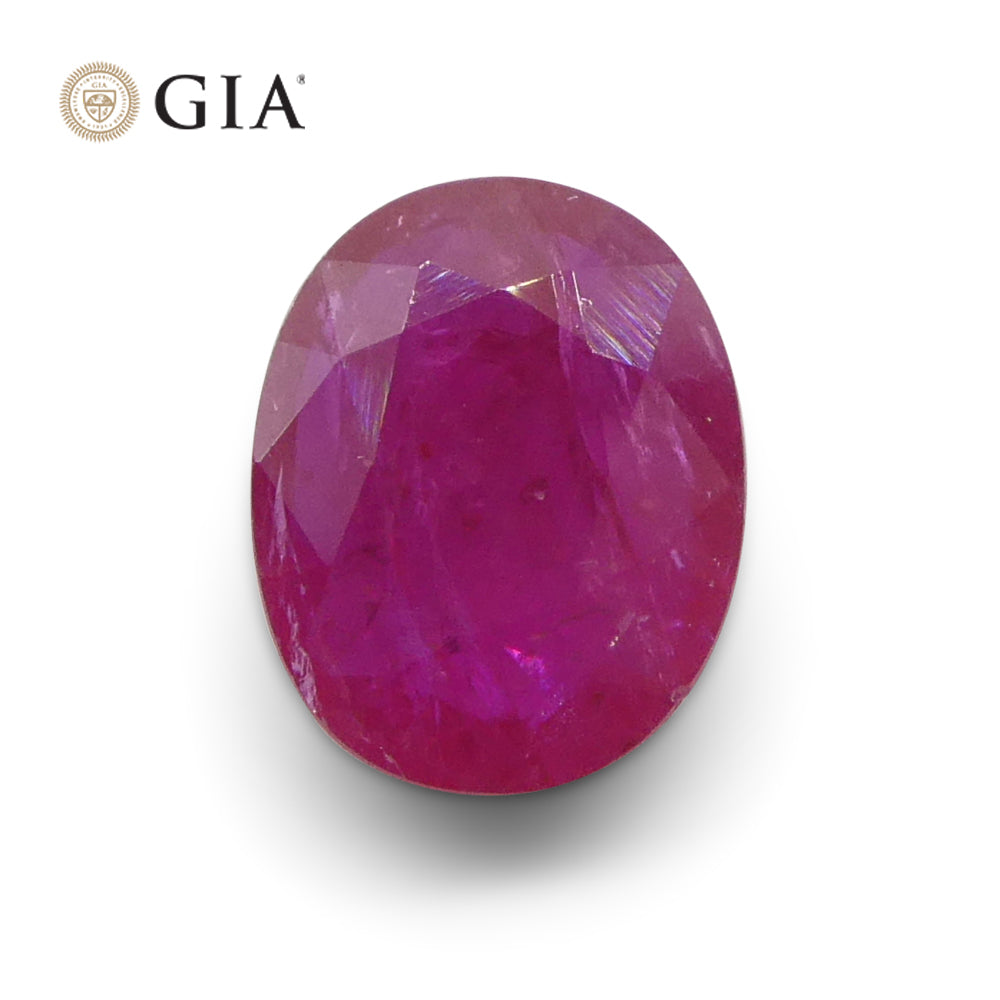 1.85ct Oval Purplish Red Ruby GIA Certified Mozambique - Skyjems Wholesale Gemstones