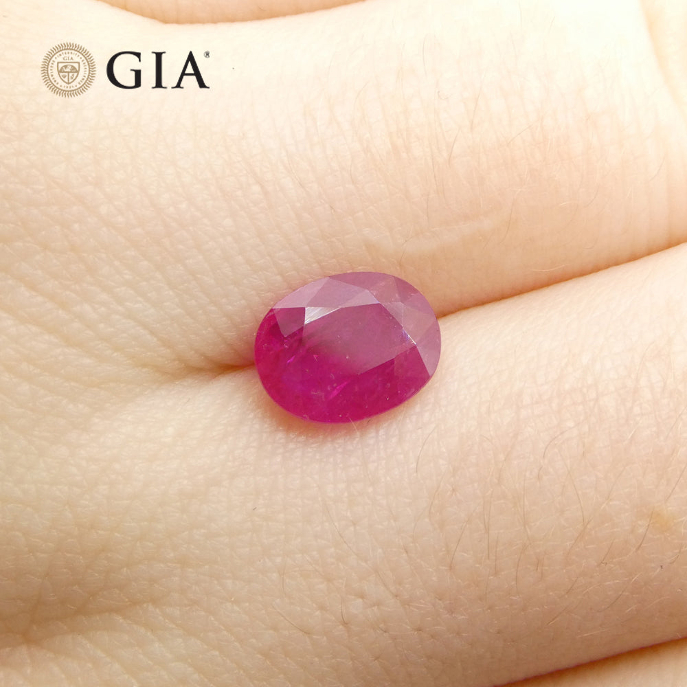 1.85ct Oval Purplish Red Ruby GIA Certified Mozambique - Skyjems Wholesale Gemstones