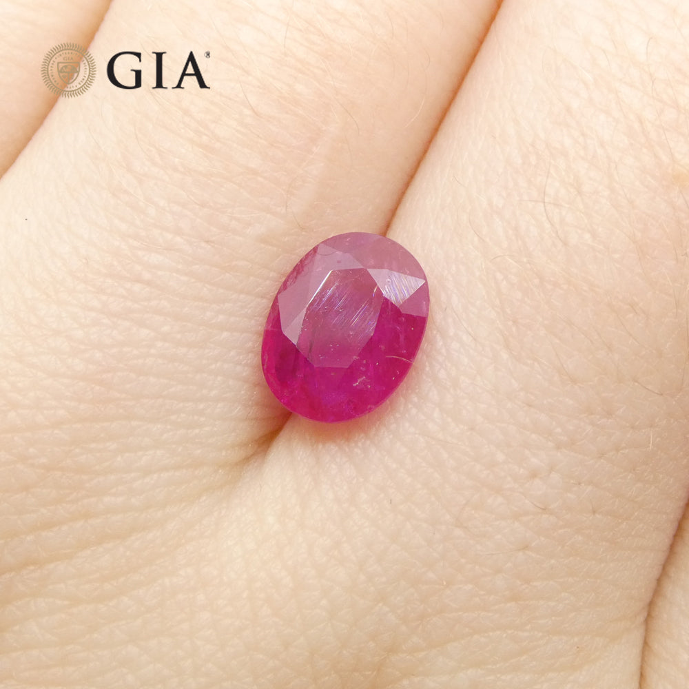 1.85ct Oval Purplish Red Ruby GIA Certified Mozambique - Skyjems Wholesale Gemstones