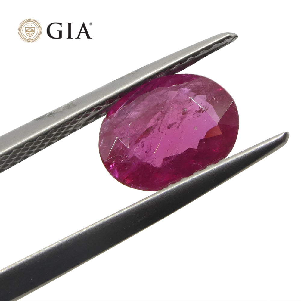 1.76ct Oval Purplish Red Ruby GIA Certified Mozambique - Skyjems Wholesale Gemstones