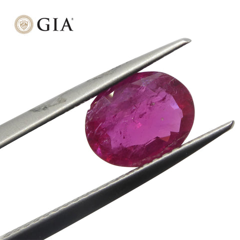 1.76ct Oval Purplish Red Ruby GIA Certified Mozambique