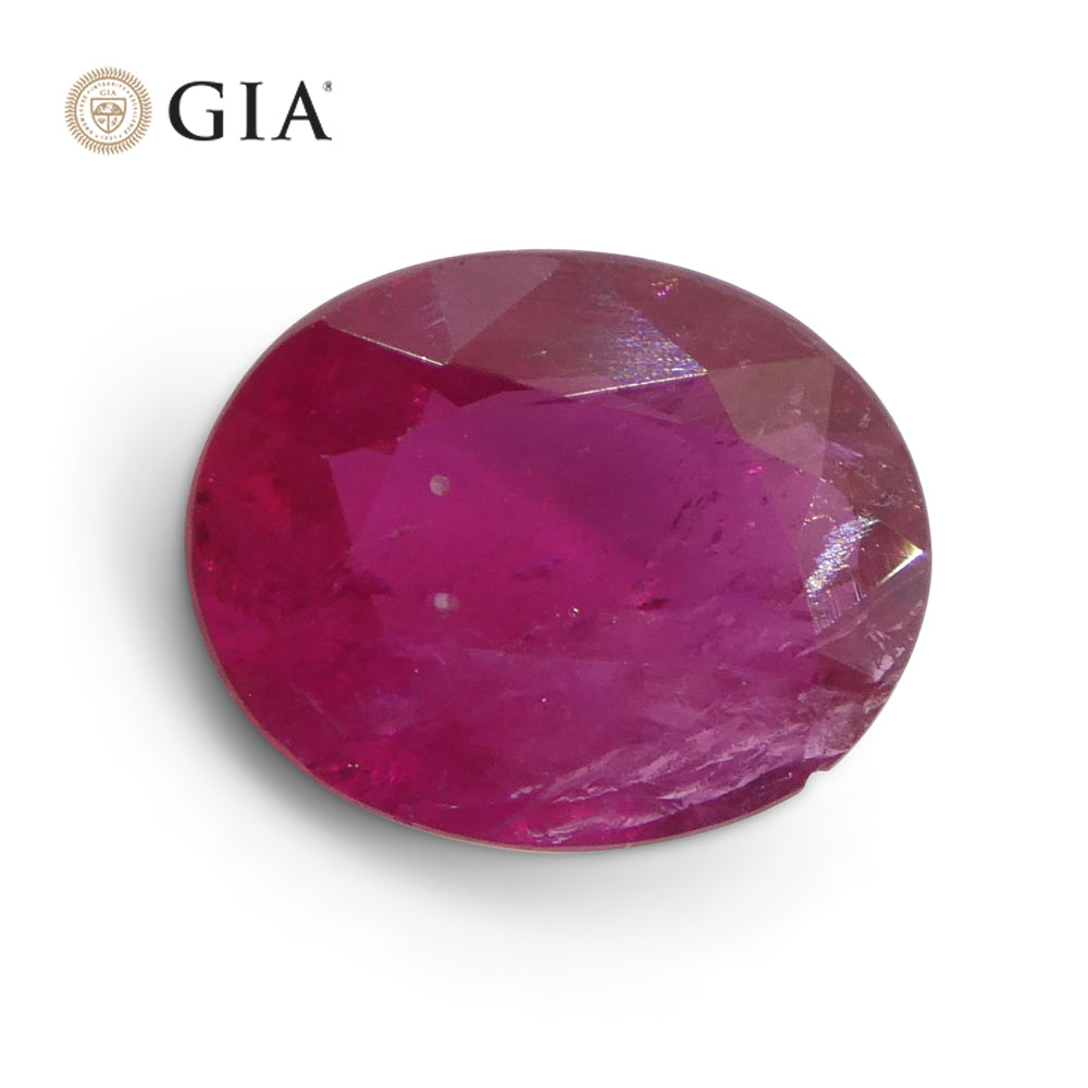 1.76ct Oval Purplish Red Ruby GIA Certified Mozambique - Skyjems Wholesale Gemstones